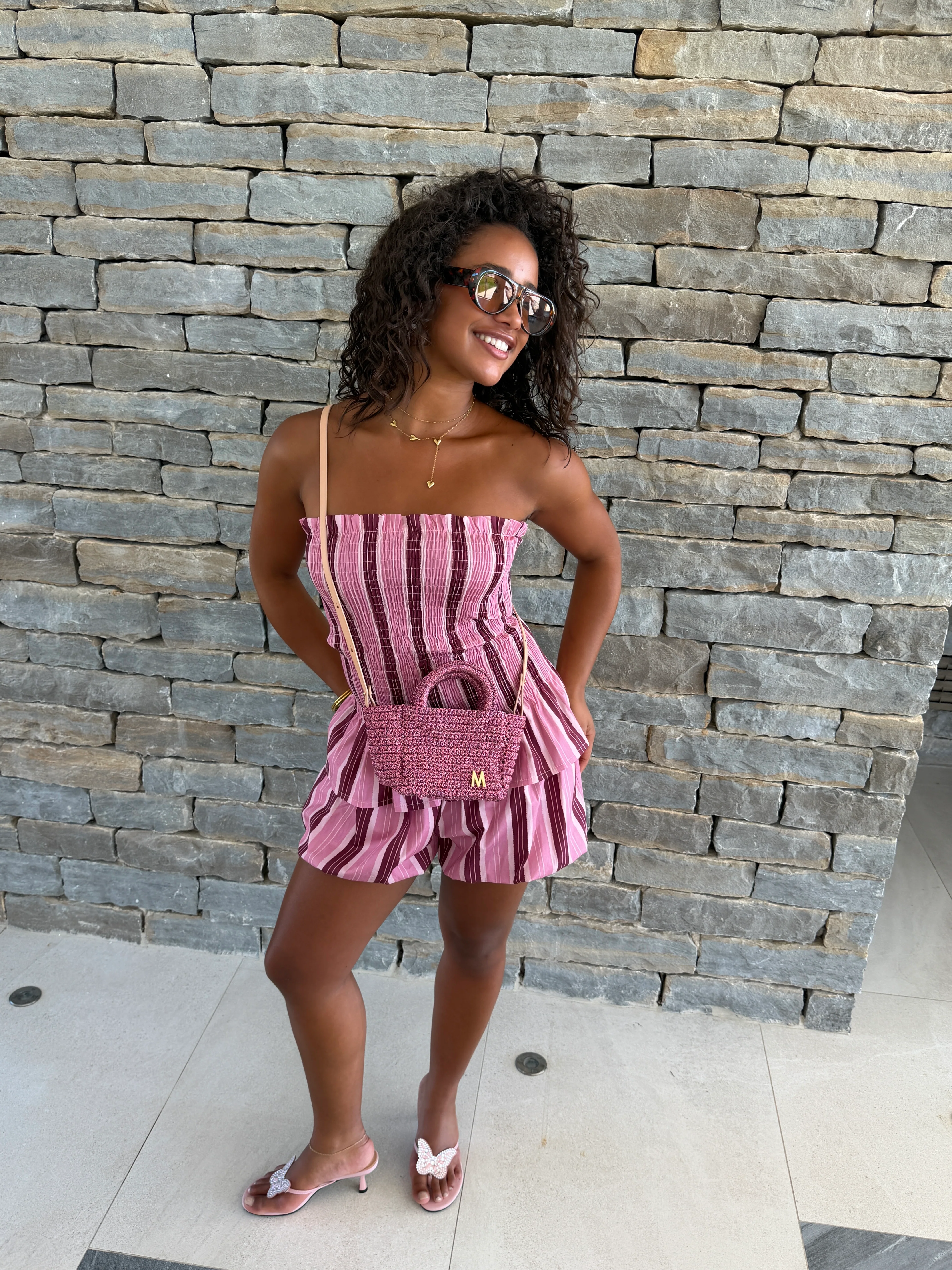 Bustier Chloé rose et bordeaux - Image 4