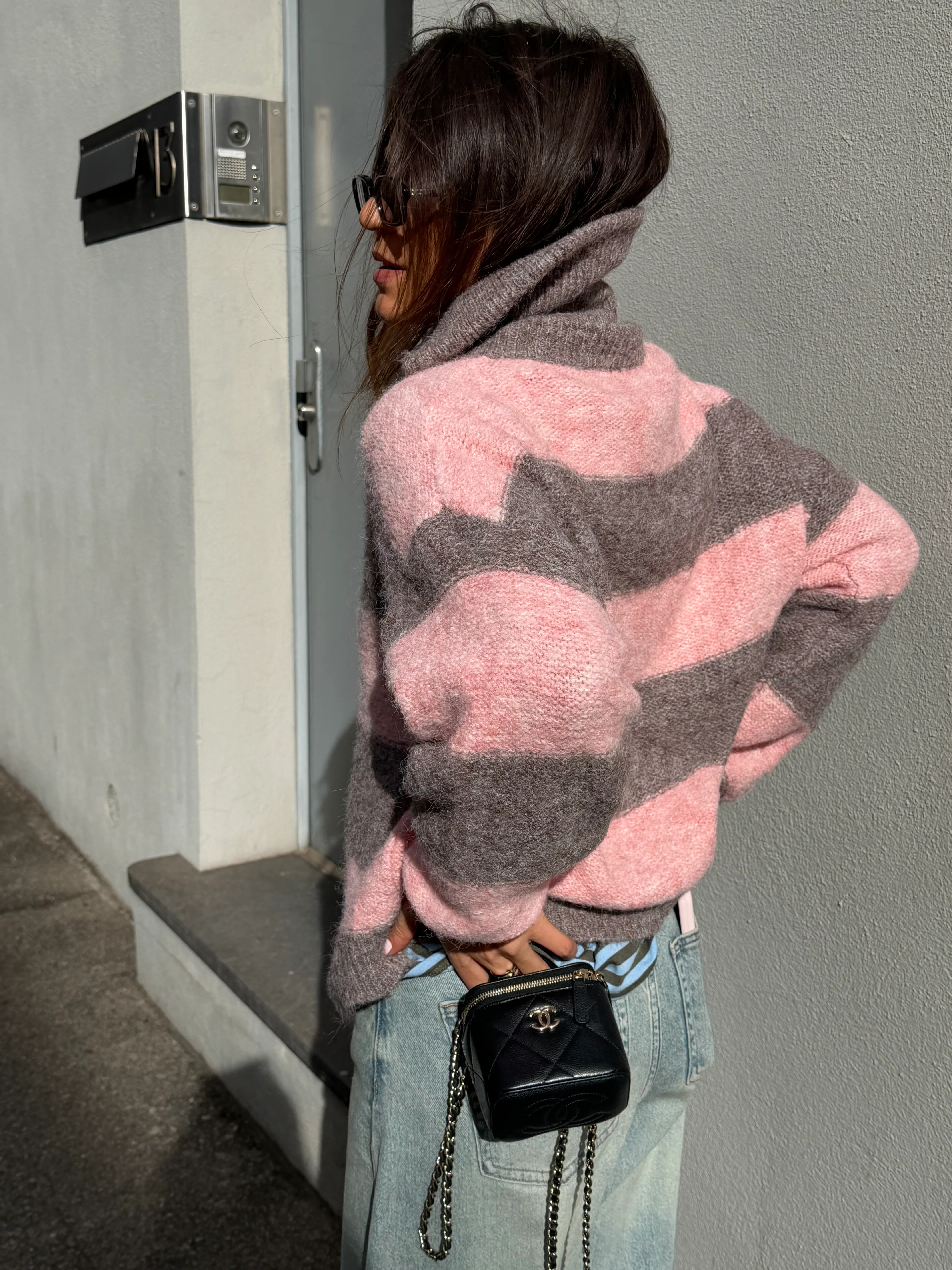 Gilet Gracie rose et gris - Image 2