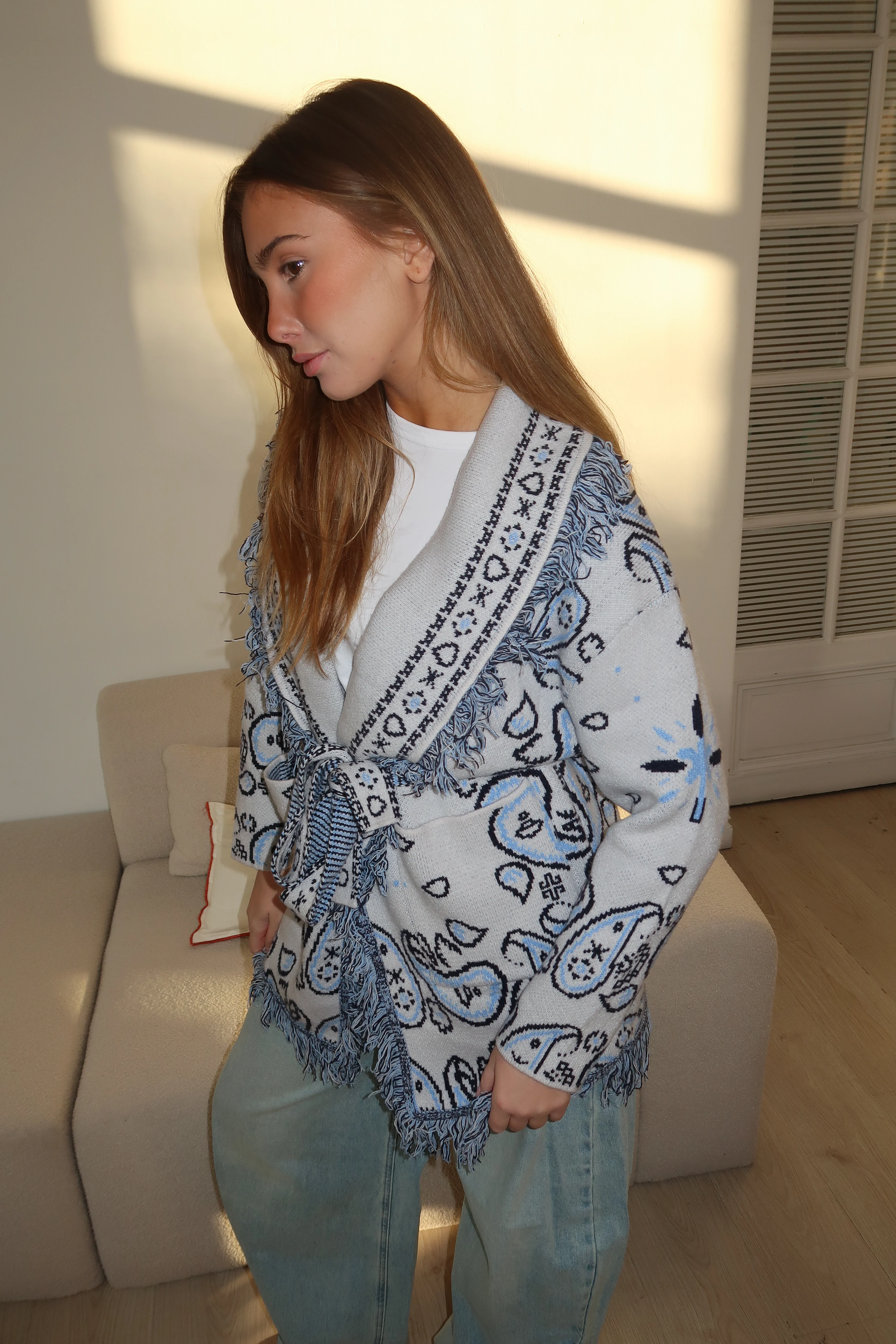 Gilet Suzanne gris et bleu - Image 2