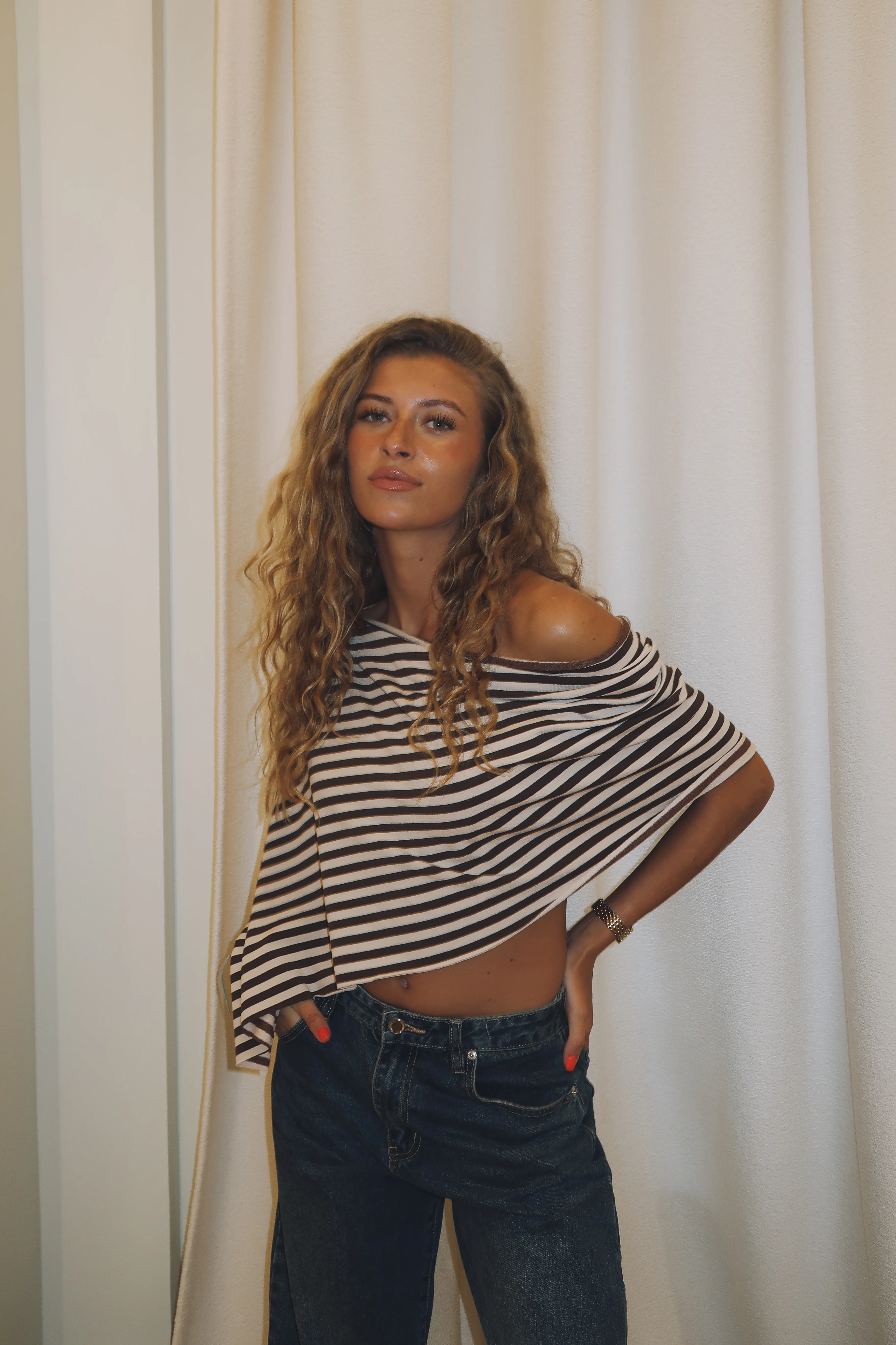 Haut Annick beige et marron - Image 3