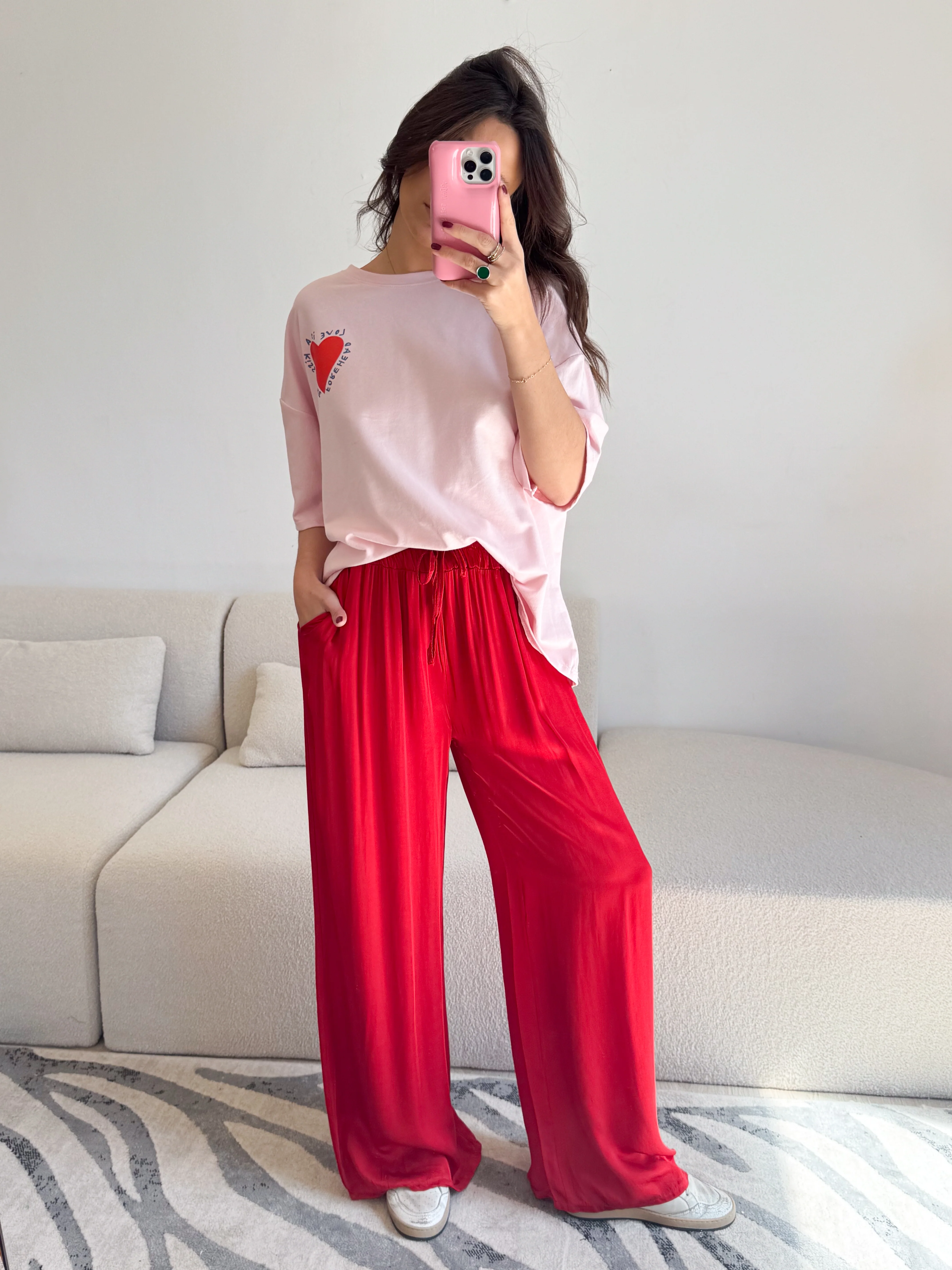 Pantalon en soie Giuseppa rouge - Image 3
