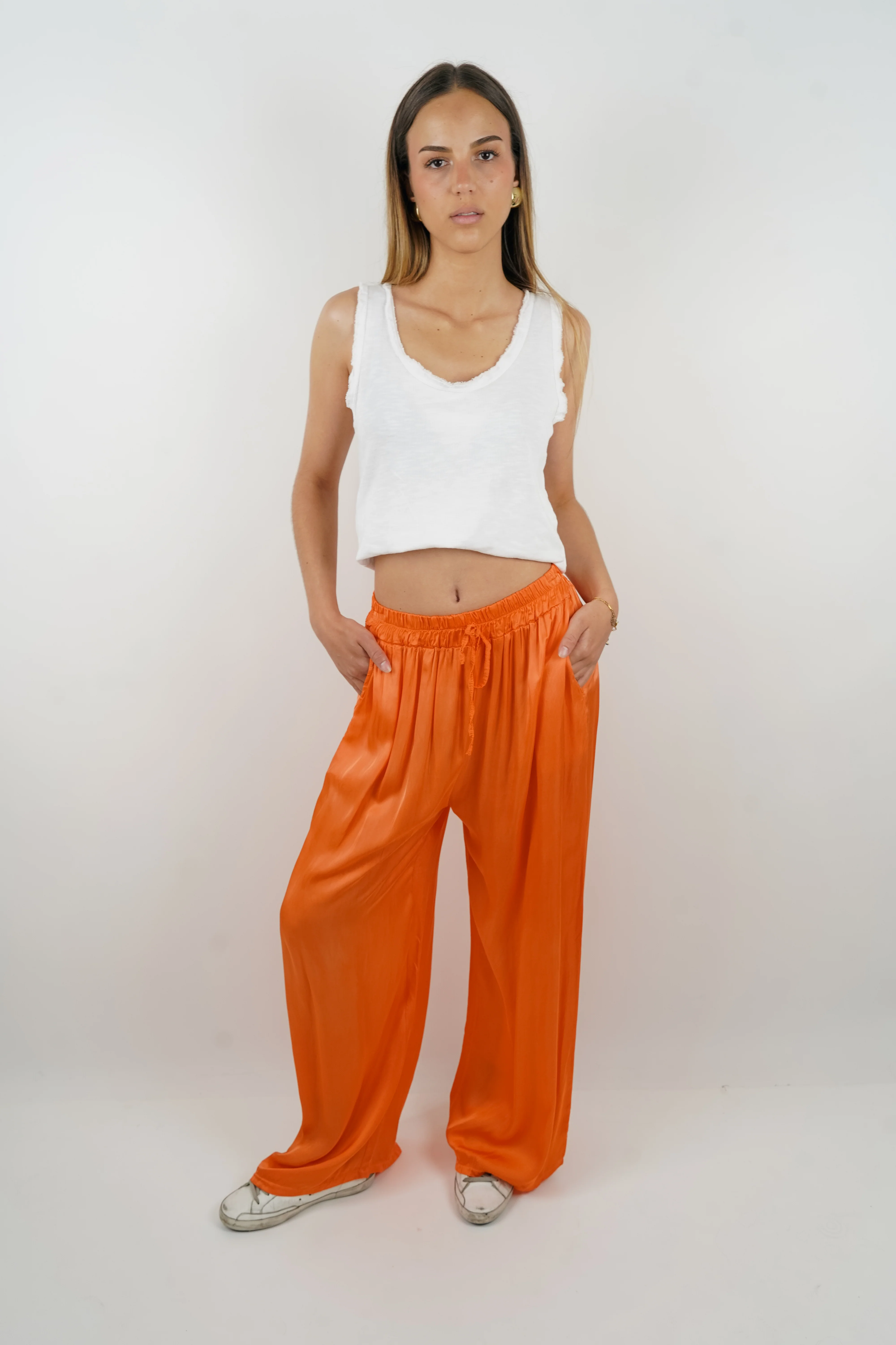 Pantalon en soie Giuseppa orange