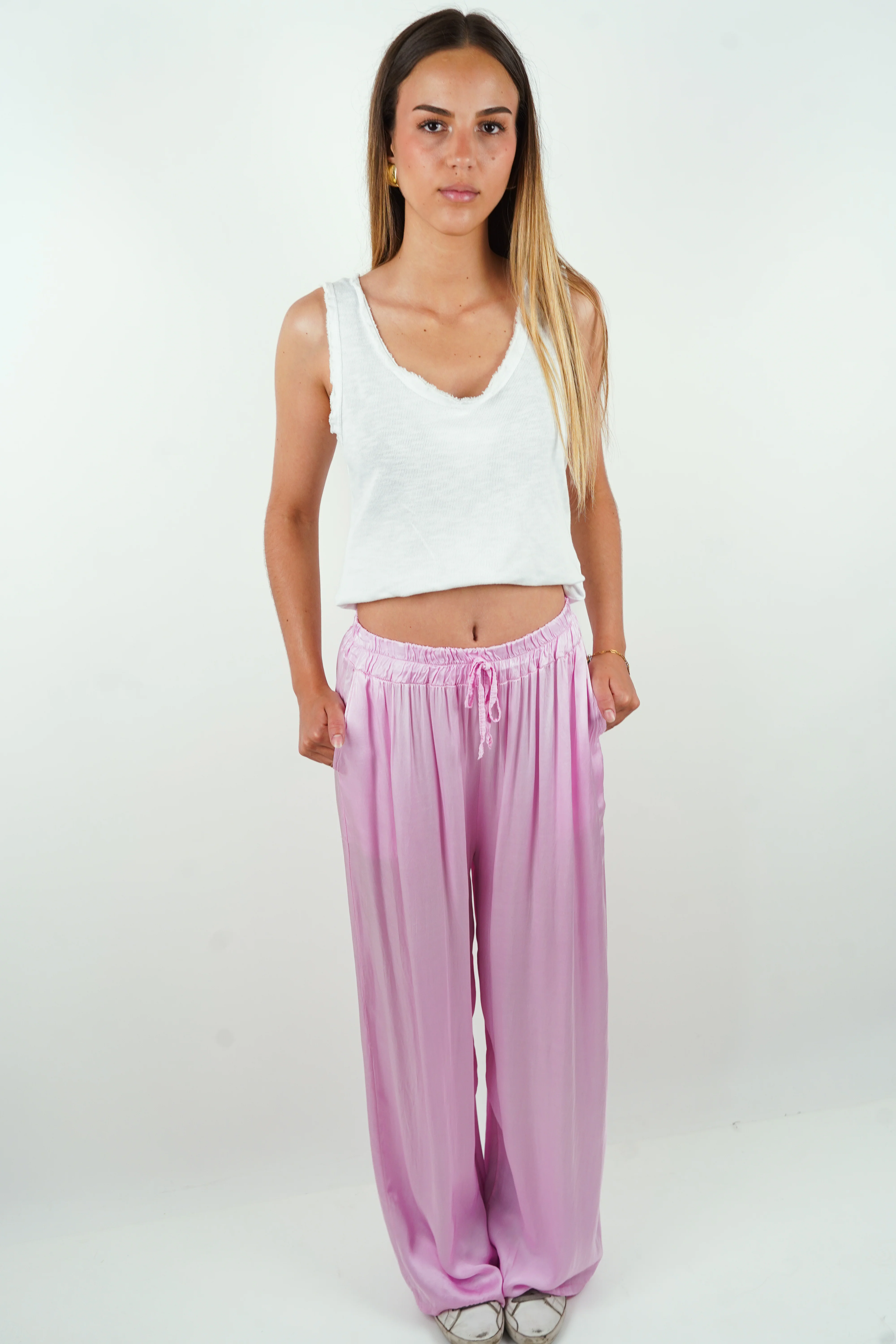 Pantalon en soie Giuseppa rose - Image 3