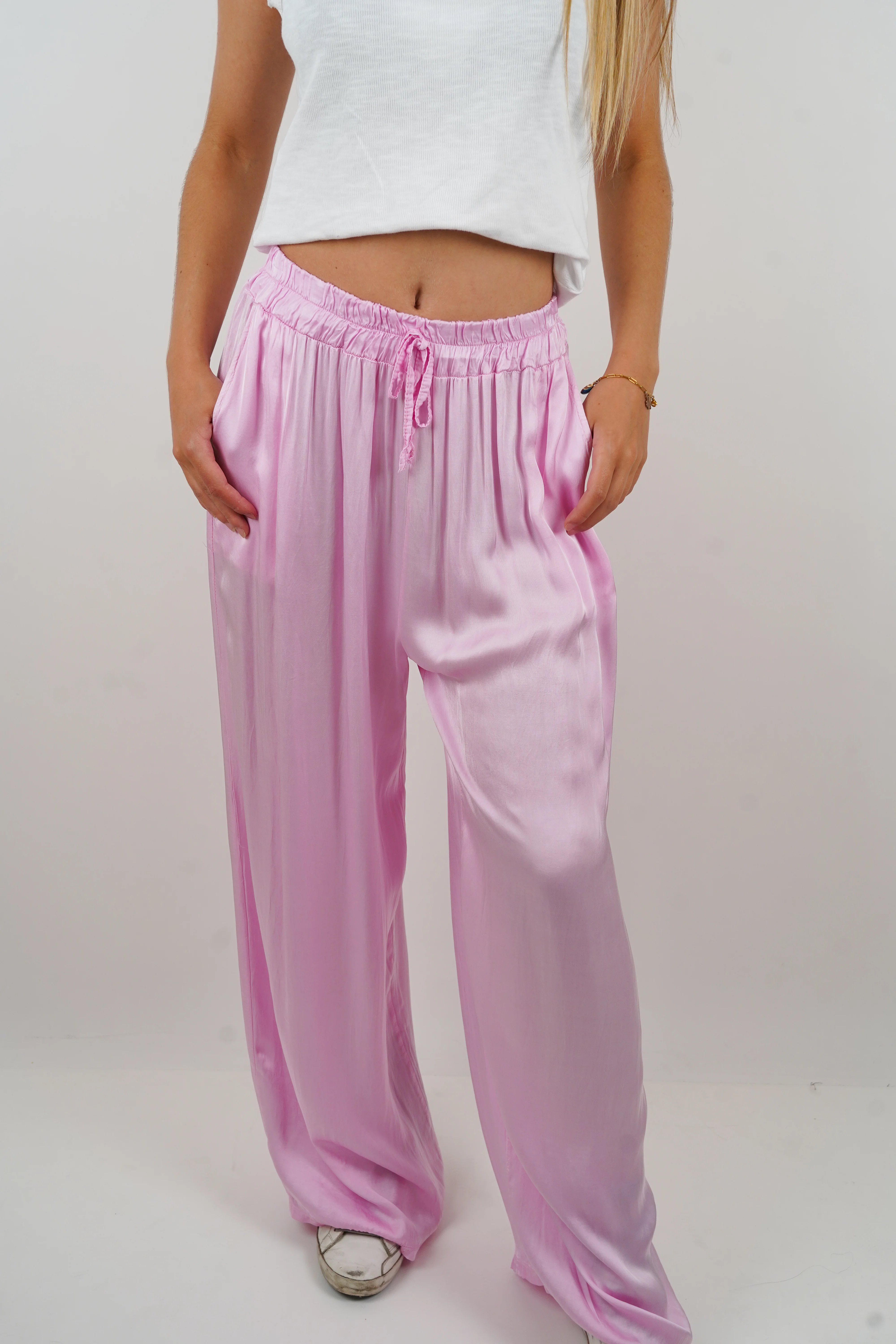 Pantalon en soie Giuseppa rose - Image 4