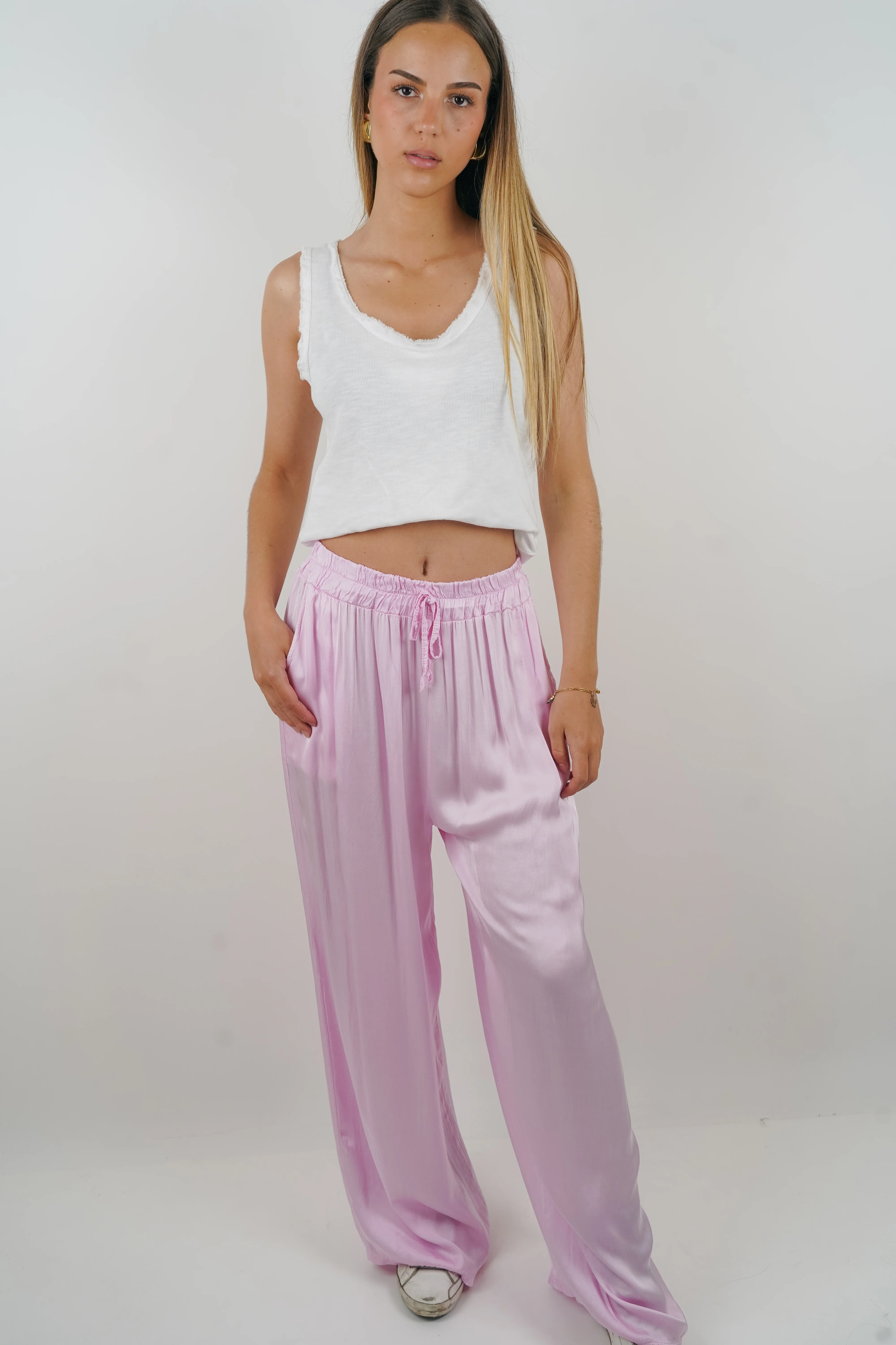 Pantalon en soie Giuseppa rose - Image 5