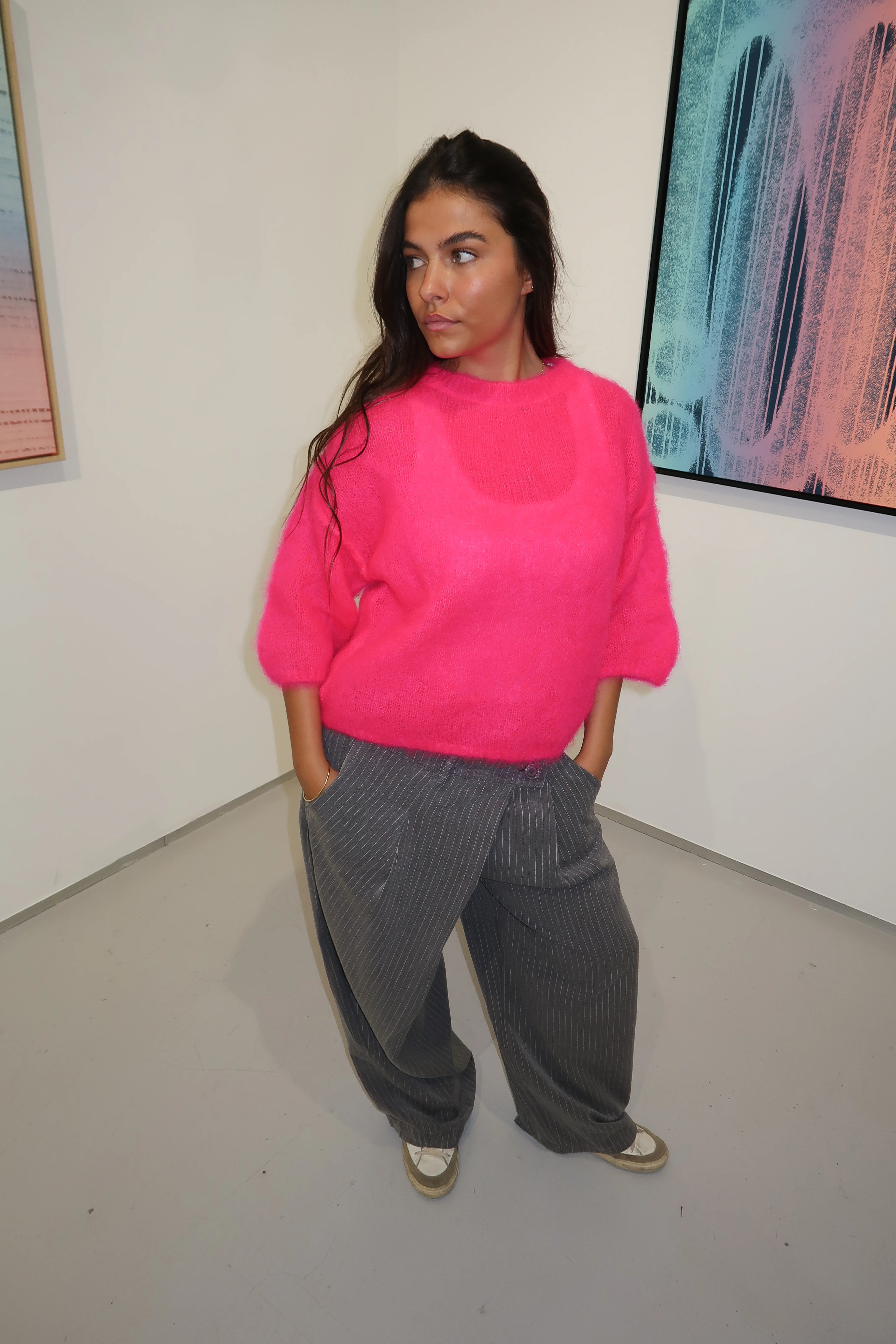 Pull 80% Mohair Jodie rose fuchsia - Image 6