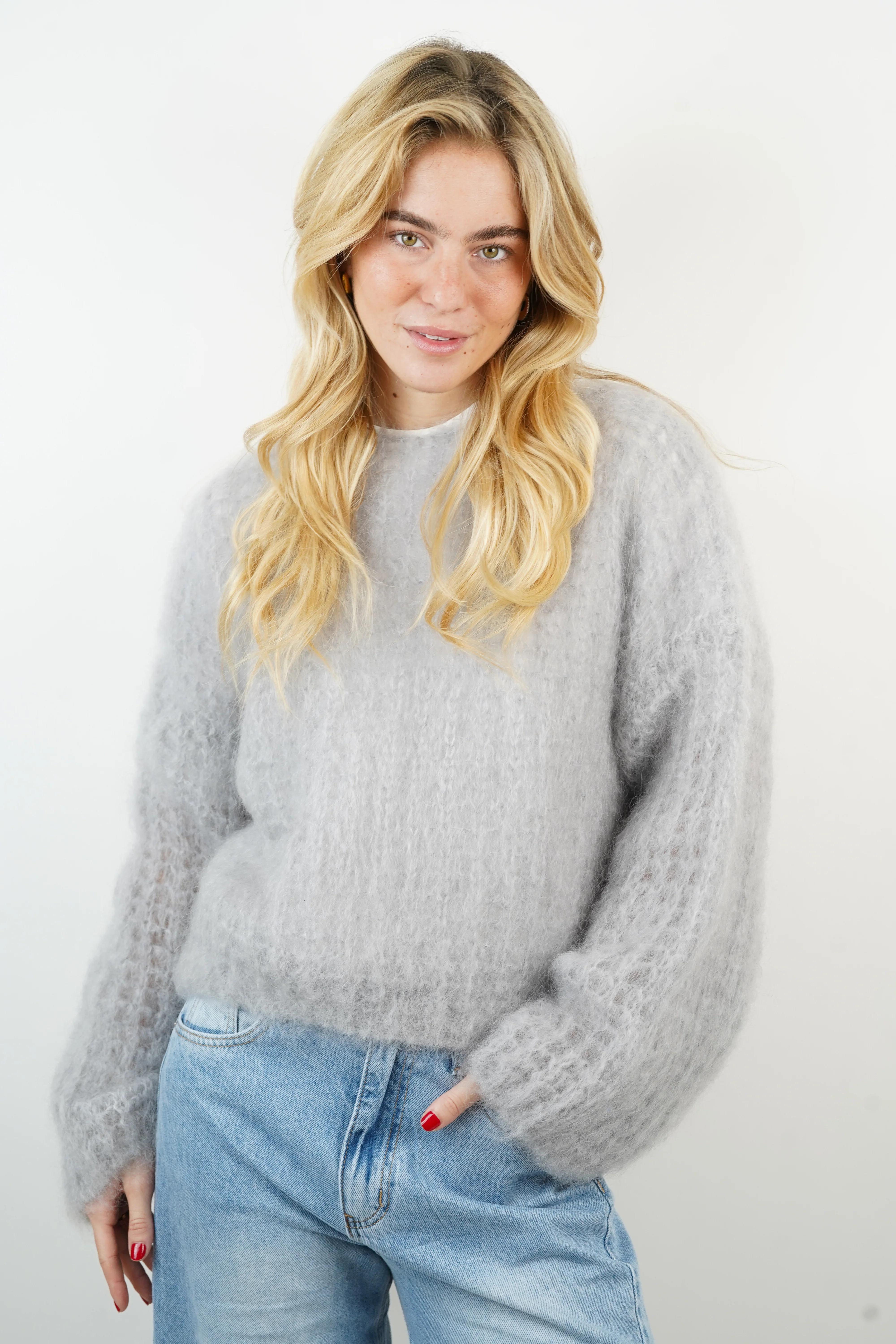 Pull 80% mohair Zoé gris - Image 2