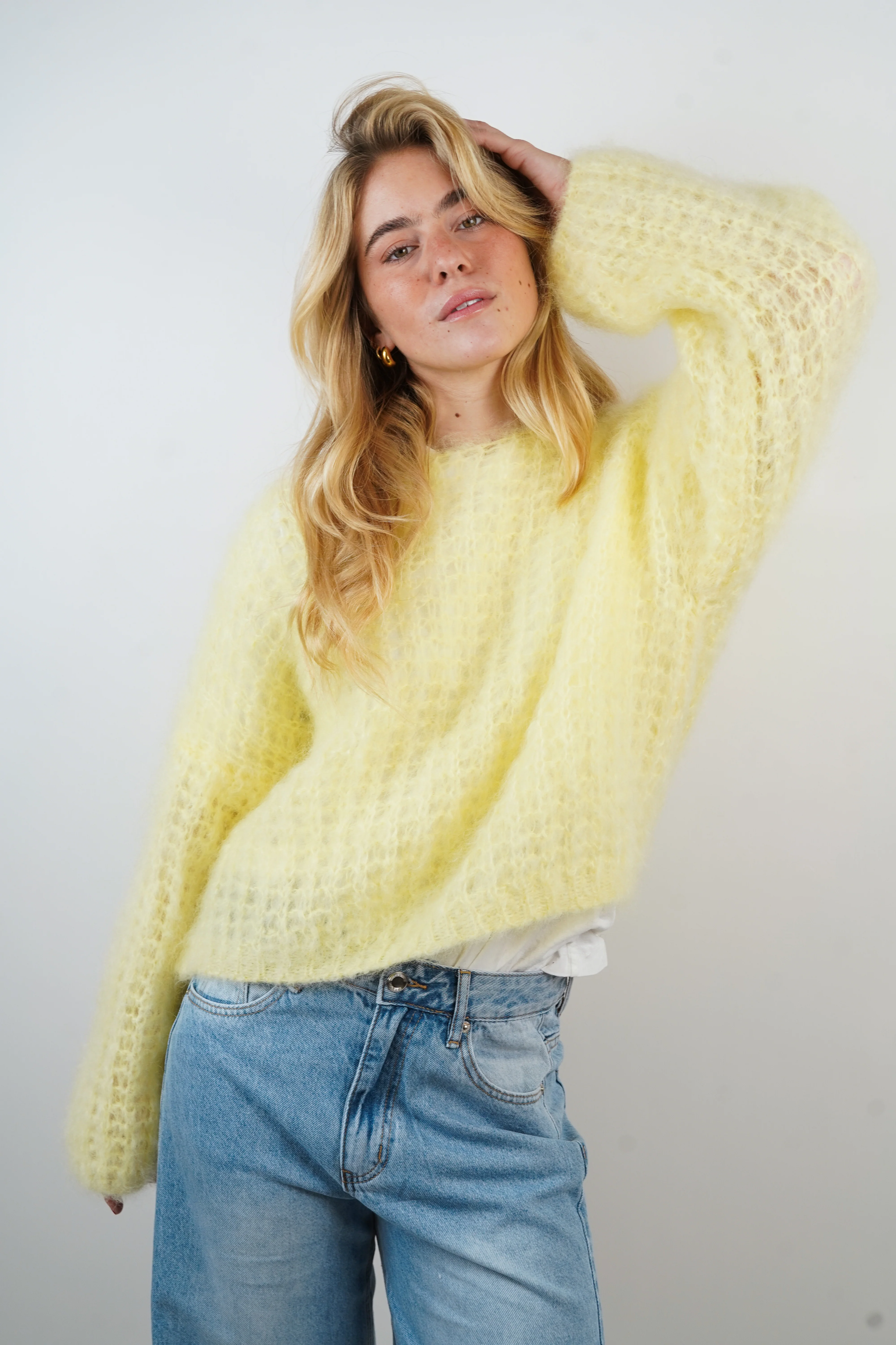Pull 80% mohair Zoé jaune