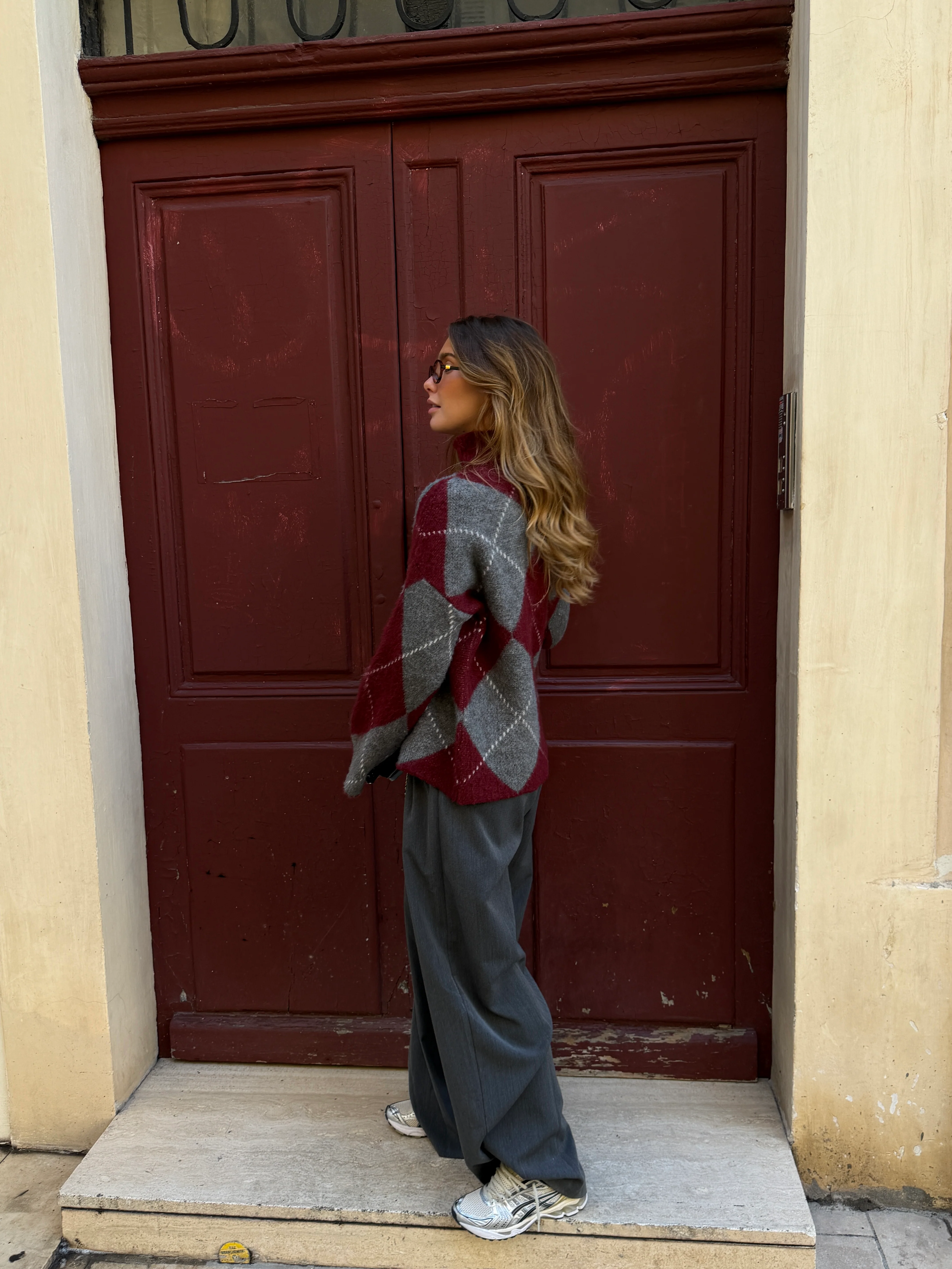 Pull Candice bordeaux et gris - Image 3
