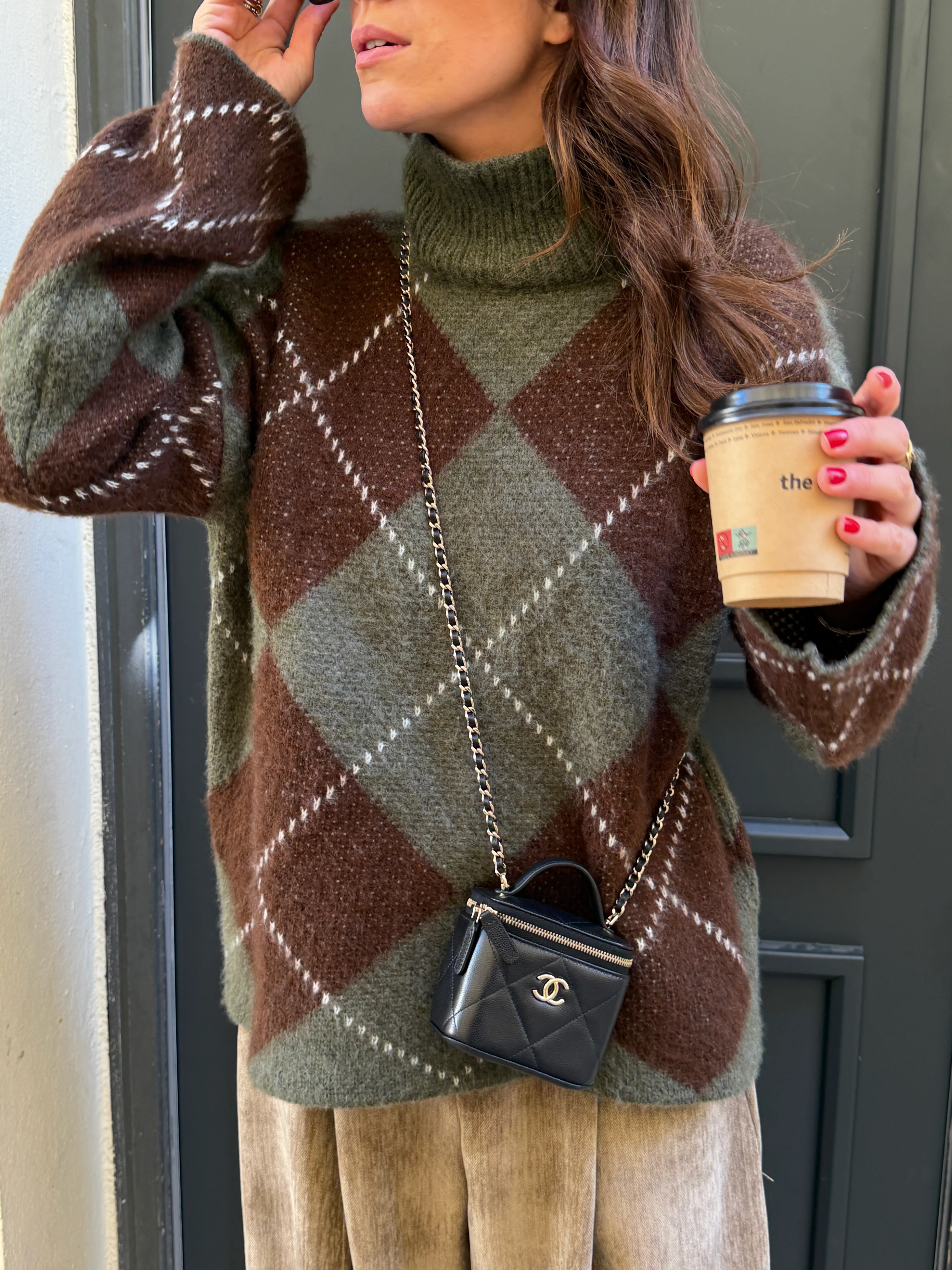 Pull Candice kaki et marron - Image 2