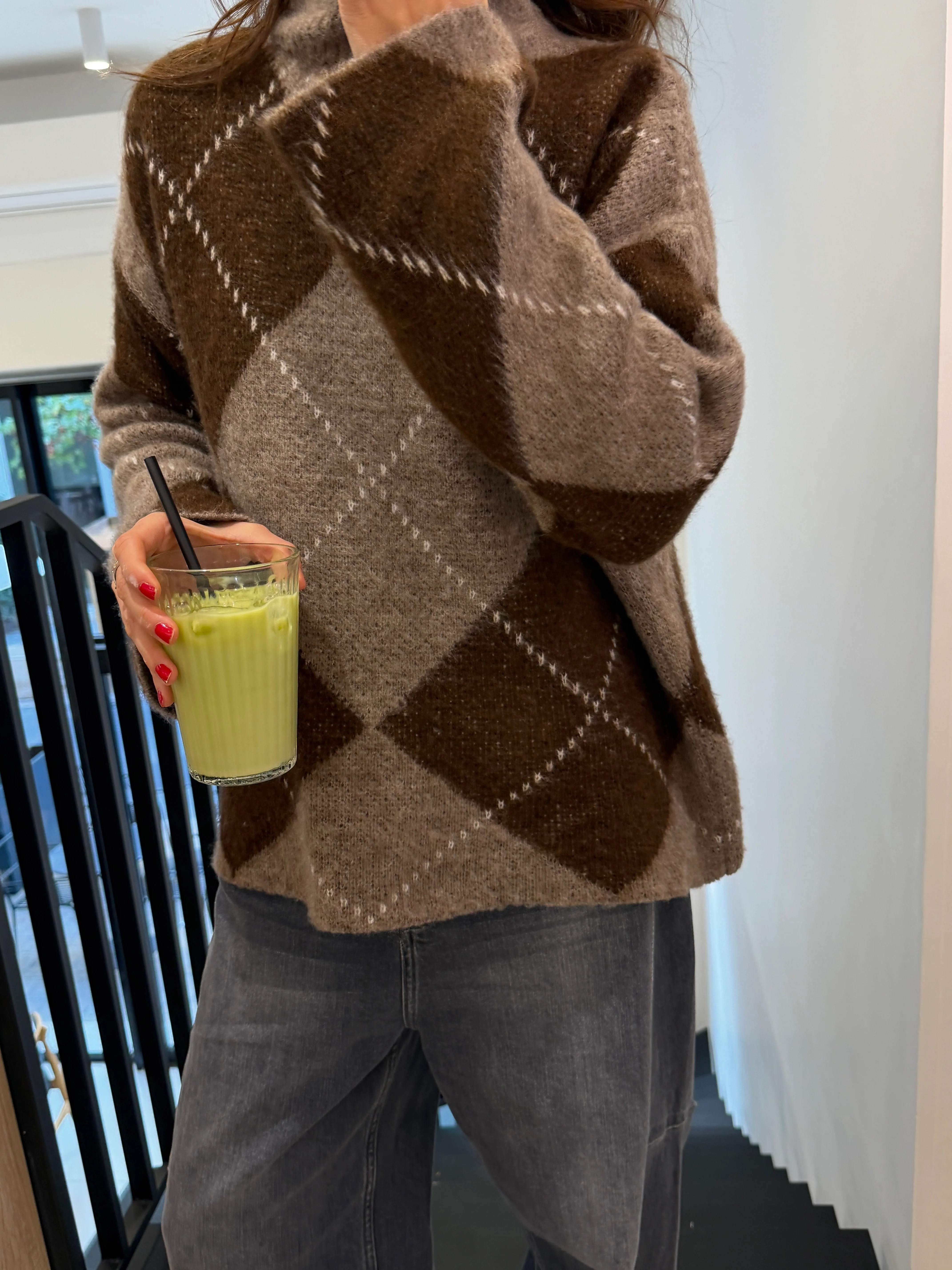 Pull Candice taupe et marron