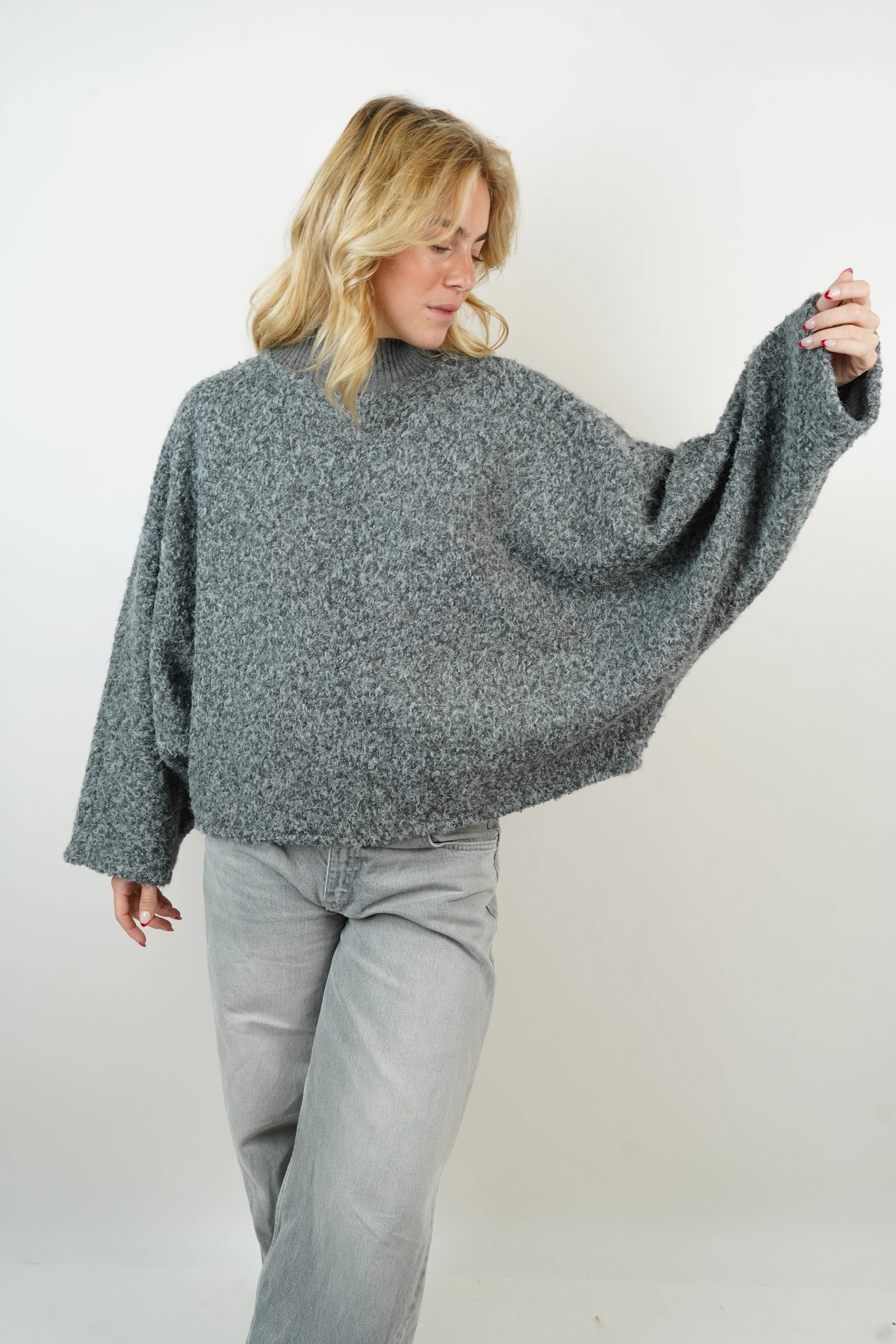 Pull-cape Milena gris chiné - Image 5