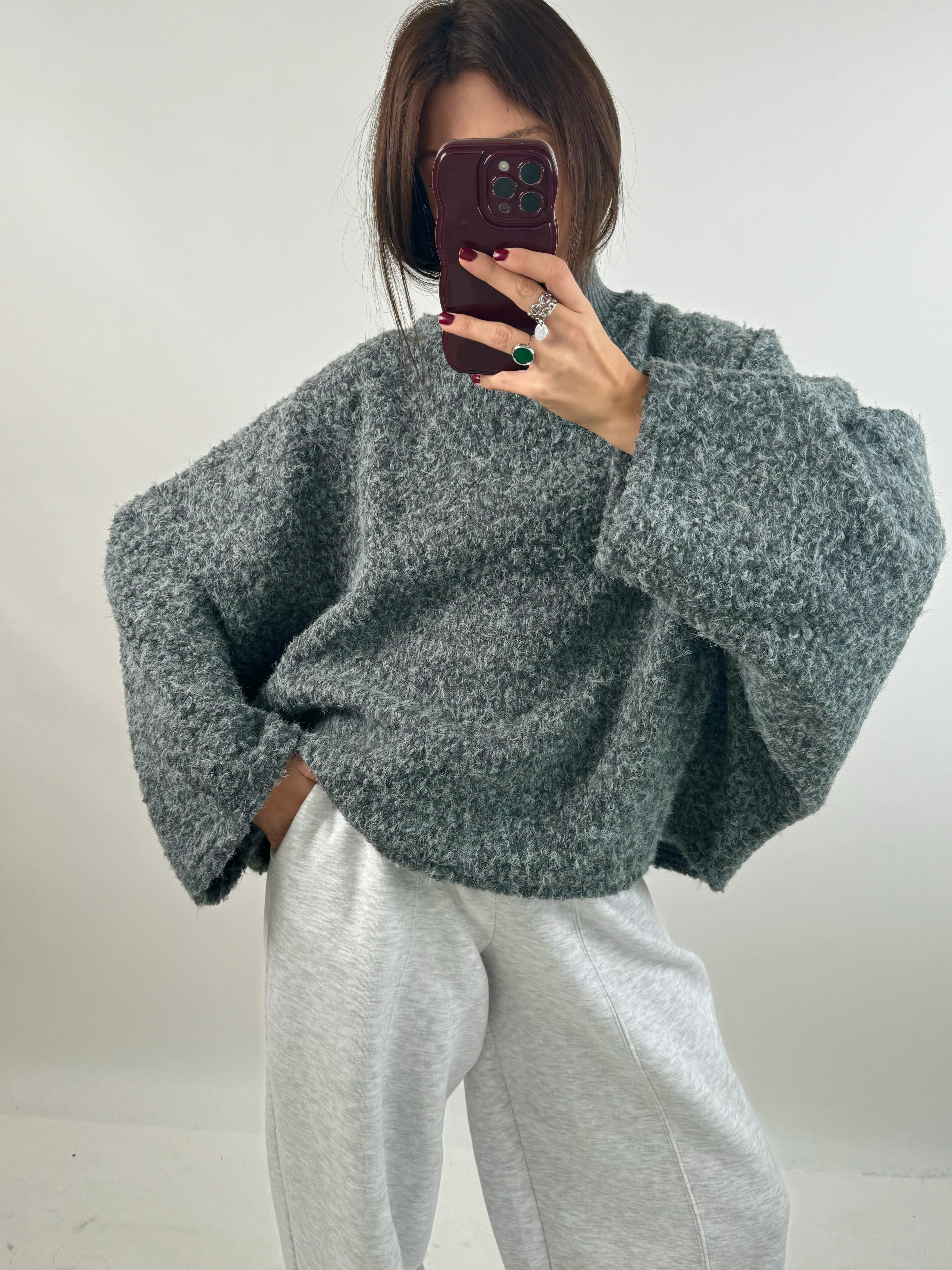Pull-cape Milena gris chiné - Image 7