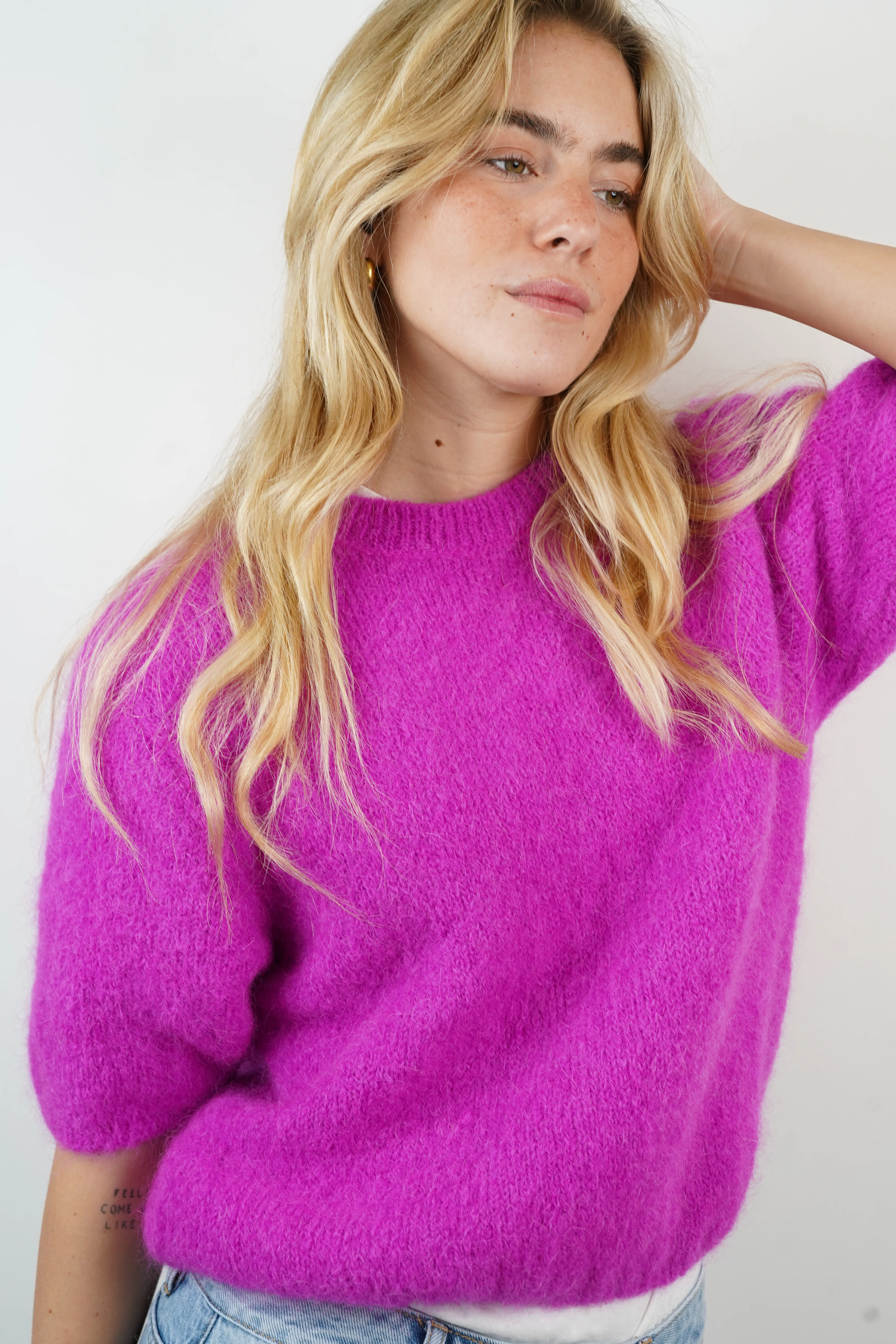 Pull mohair/alpaga Agathe violet - Image 2