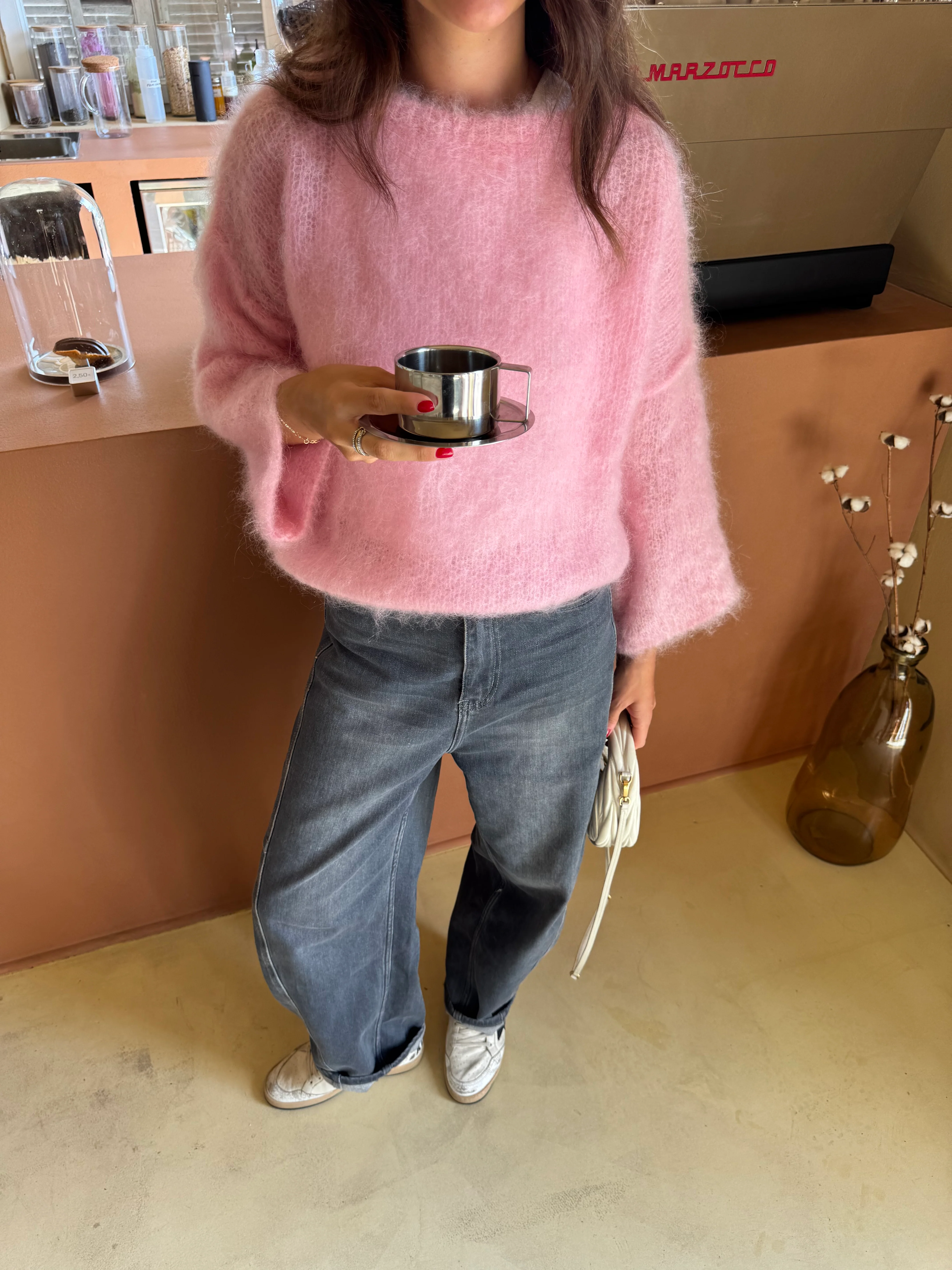 Pull 80% Mohair Jodie rose