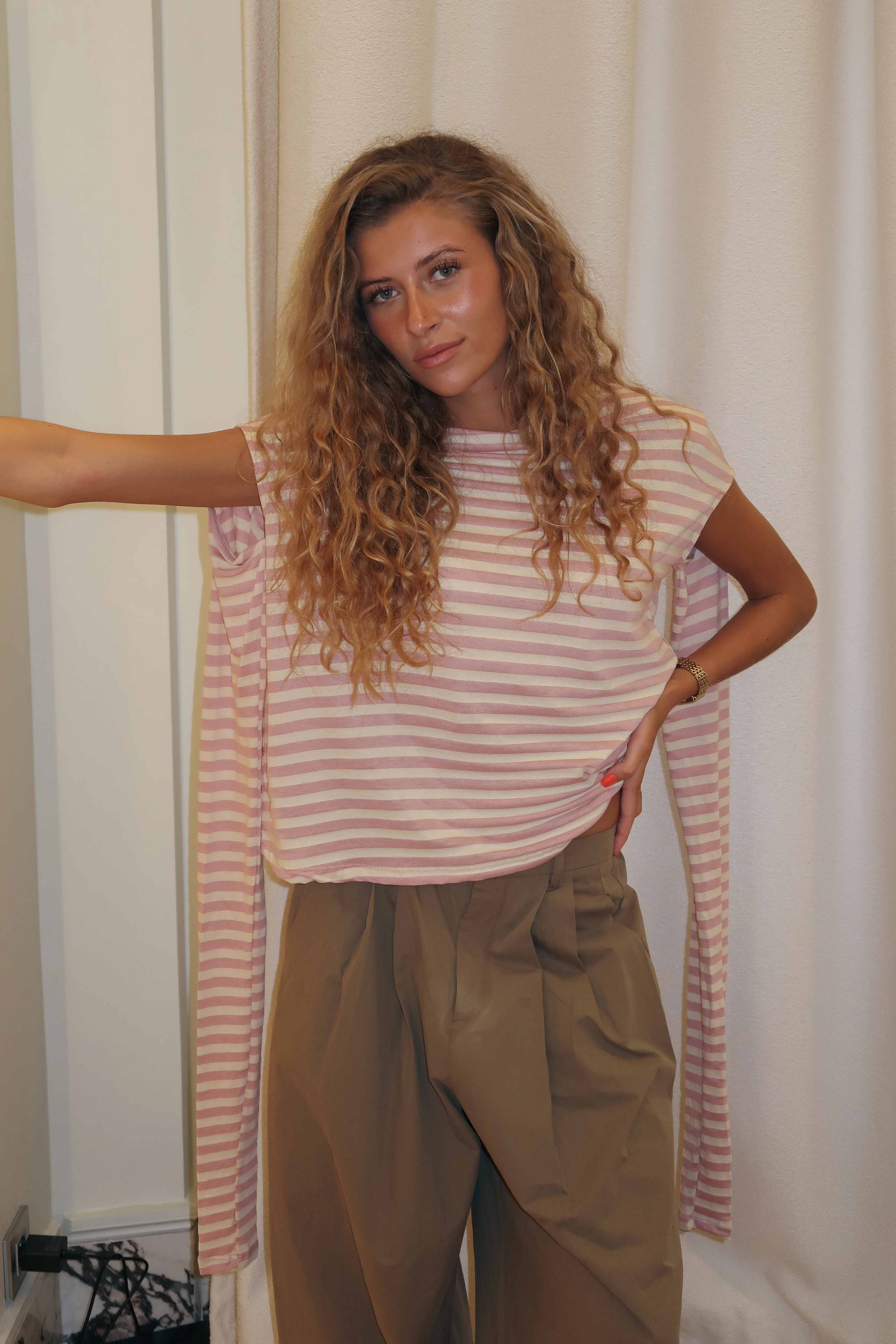 Tee-shirt Giulia beige et rose pâle