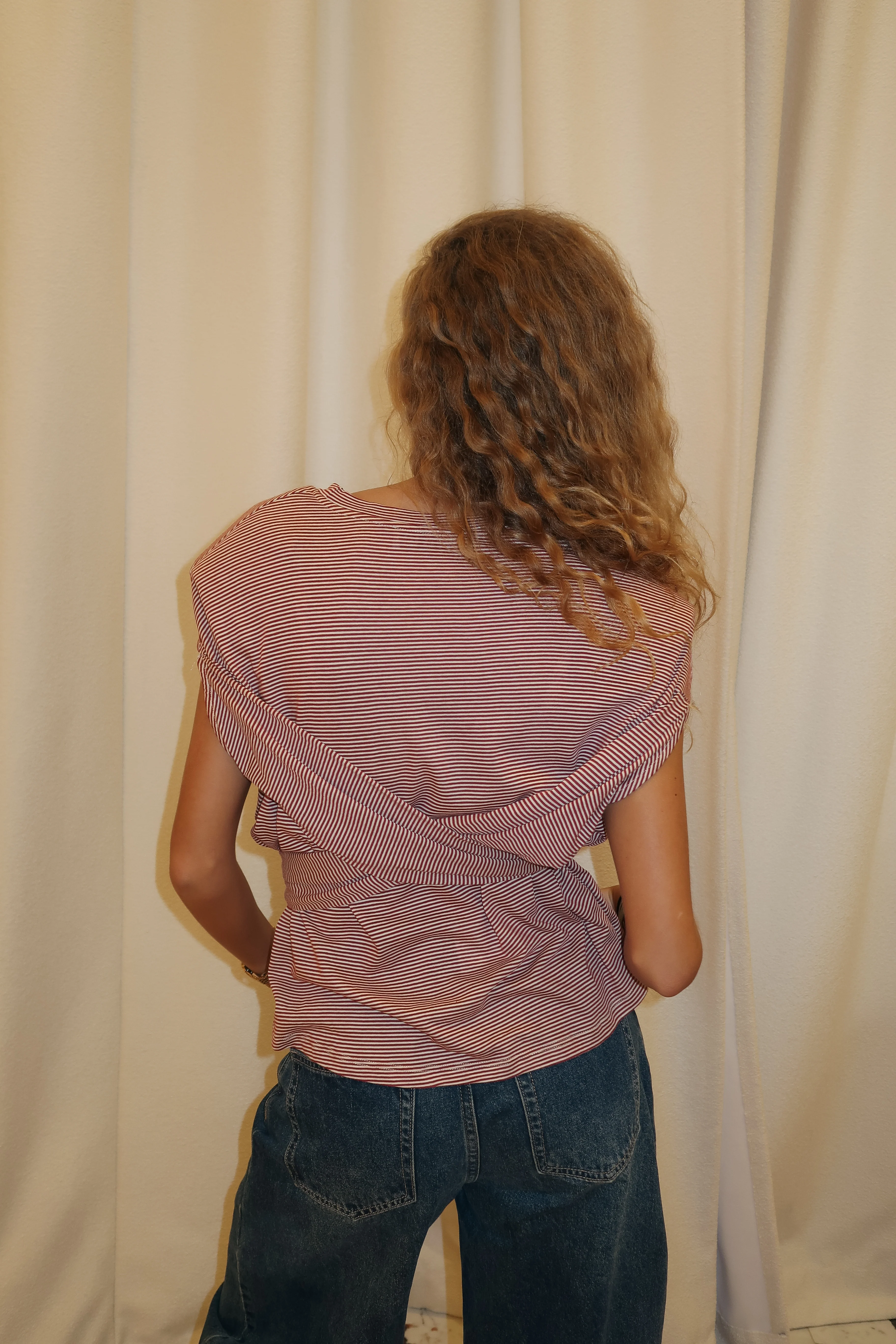 Tee-shirt Giulia bordeaux et crème - Image 5